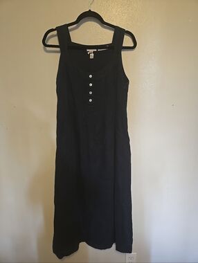 MALVIN Sleeveless Midi Dress 100% Linen Navy Blue L